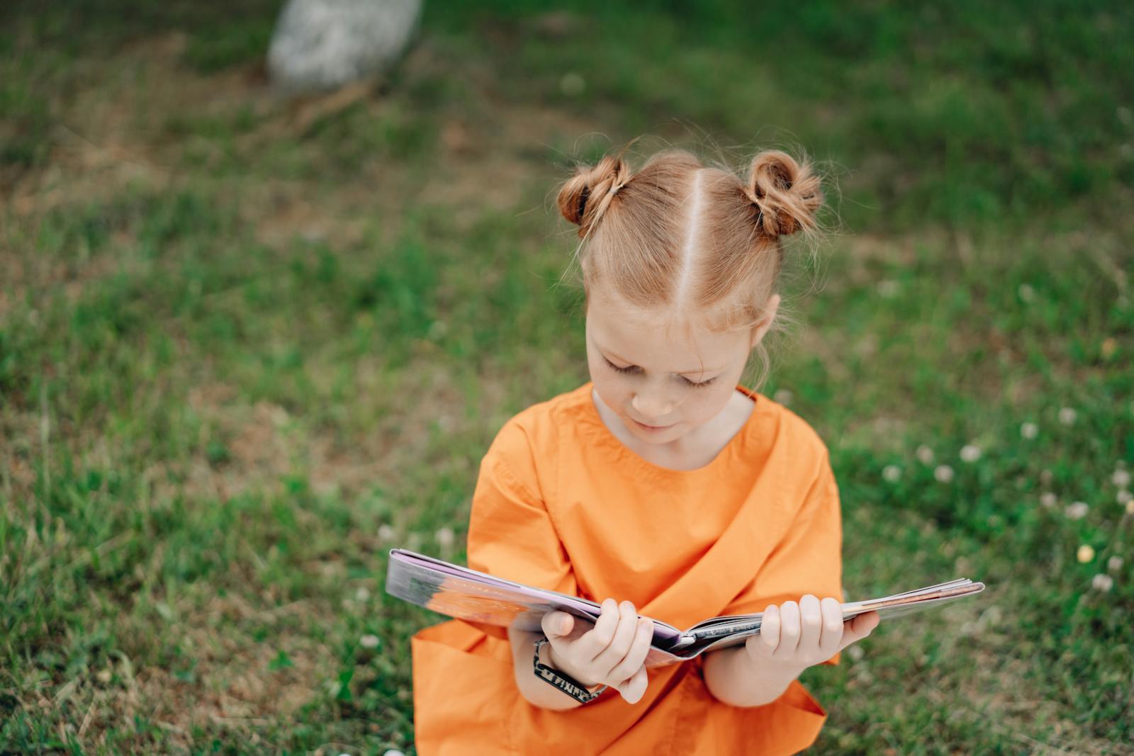 A Young Girl Reading a Book